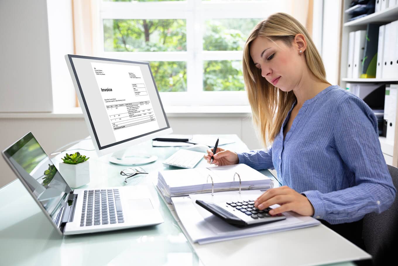 Accountant using the CashKeeper services on their computer.